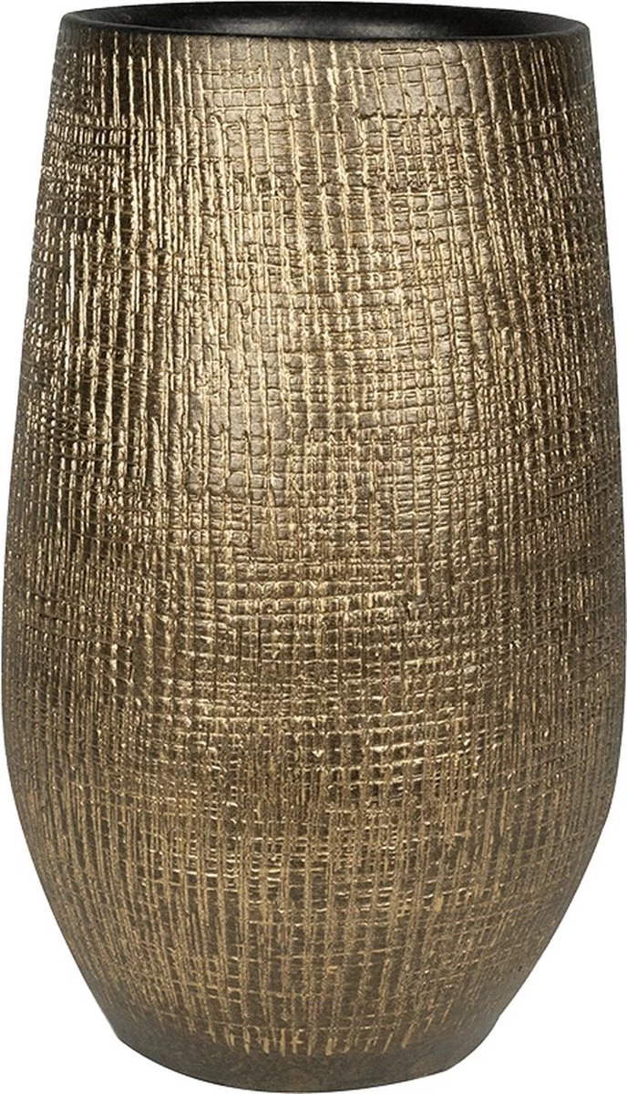 Merkloos Hoge Pot Ryan Shiny Gold 18x30 Cm Ronde Gouden Bloempot Voor Binnen