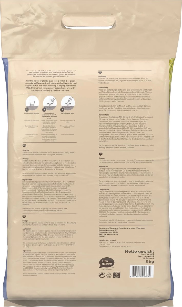 Pokon Bio Tuinmest - 5kg - Meststof (universeel) - 120 Dagen Voeding - Afbeelding 5