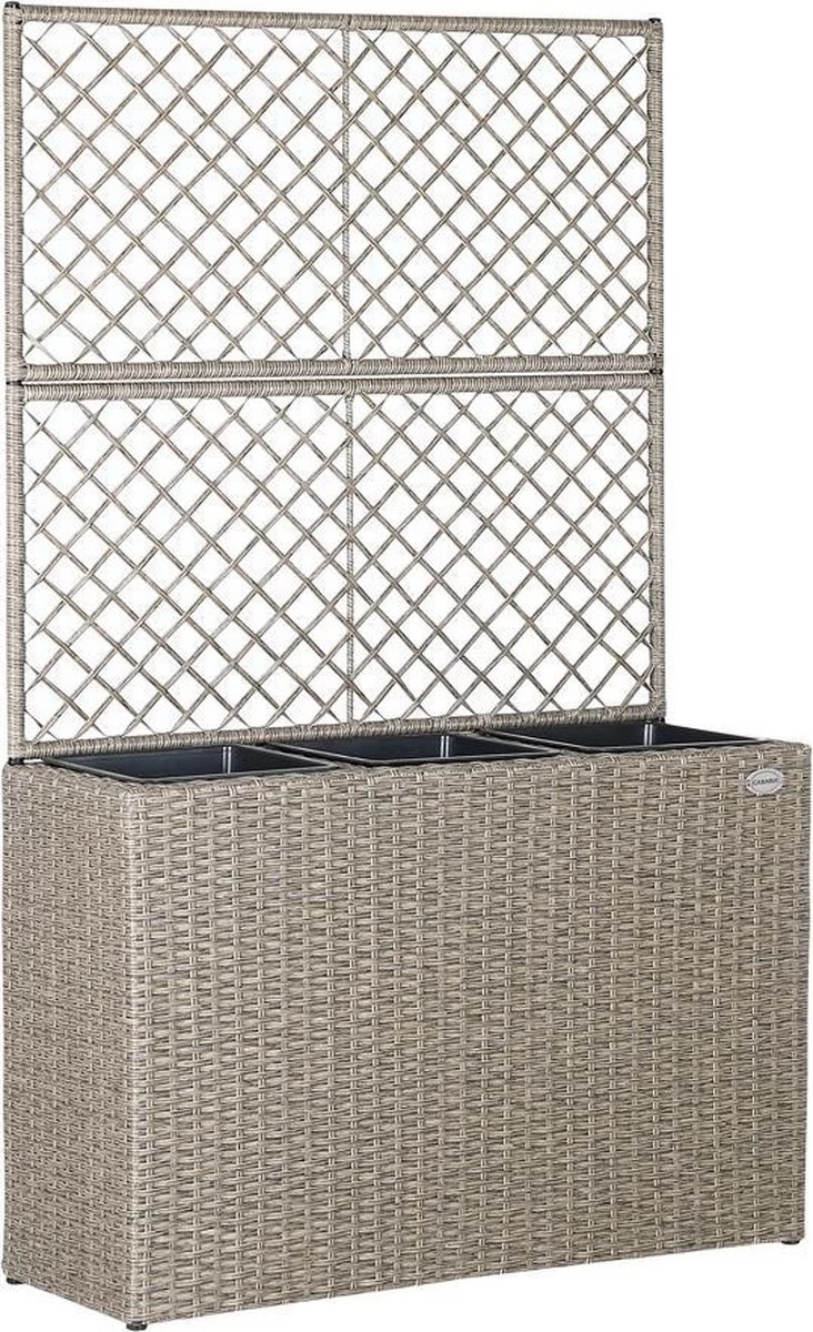 Casaria Polyrattan Bloembak – 3 Bakken Klimophek - Crème