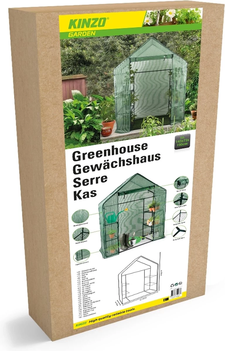 Kinzo Garden - Plastic Broeikas - Serre Van Meerdere Verdiepingen - 143 X 73 X 195 - Groen - Afbeelding 6