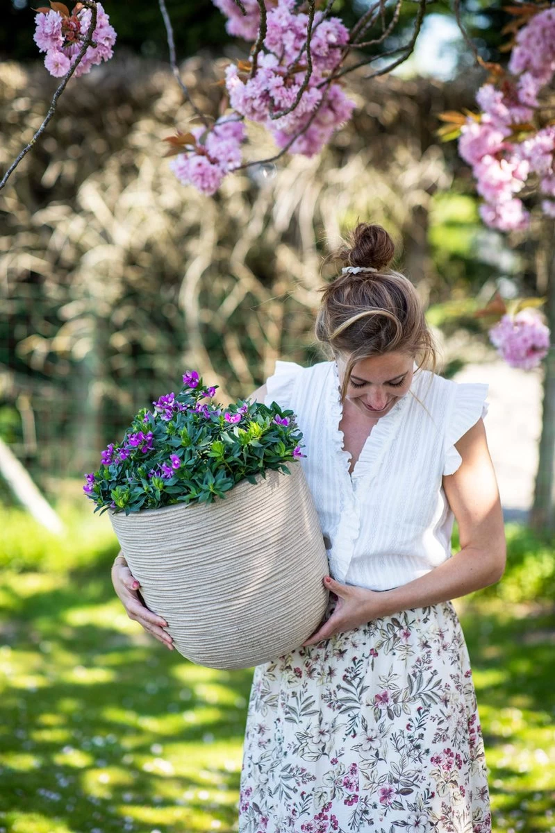 Capi Europe - Bloempot Bol Waste Rib NL - 35x34 - Terrazzo Beige - Voor Binnen En Buiten - KTBR932 - Afbeelding 4