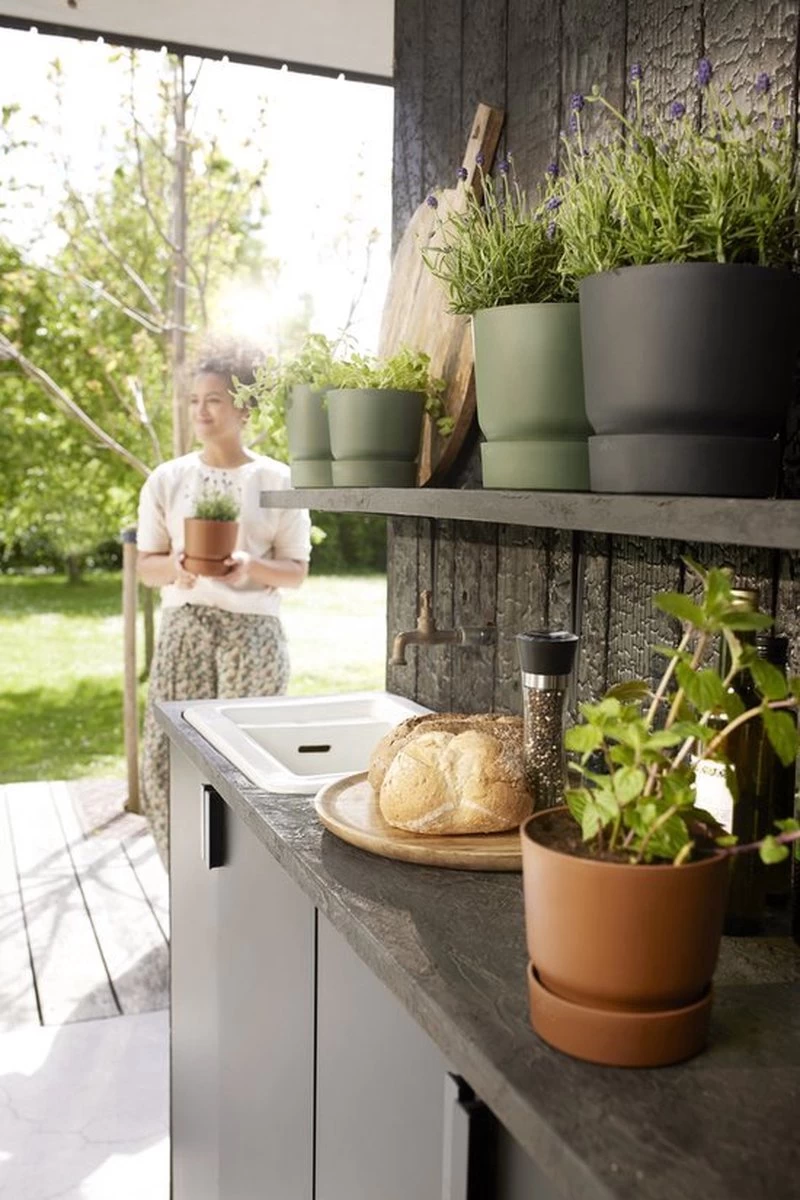 Elho Greenville Rond 30 - Grote Bloempot Voor Buiten - Gemaakt Van Gereycled Plastic - Ø 29.5 X H 27.8 Cm - Living Black - Afbeelding 5