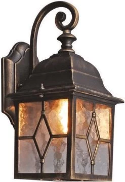 QAZQA Londen - Landelijke Wand Lantaarn Voor Buiten - 1 Lichts - D 180 Mm - Brons - Buitenverlichting