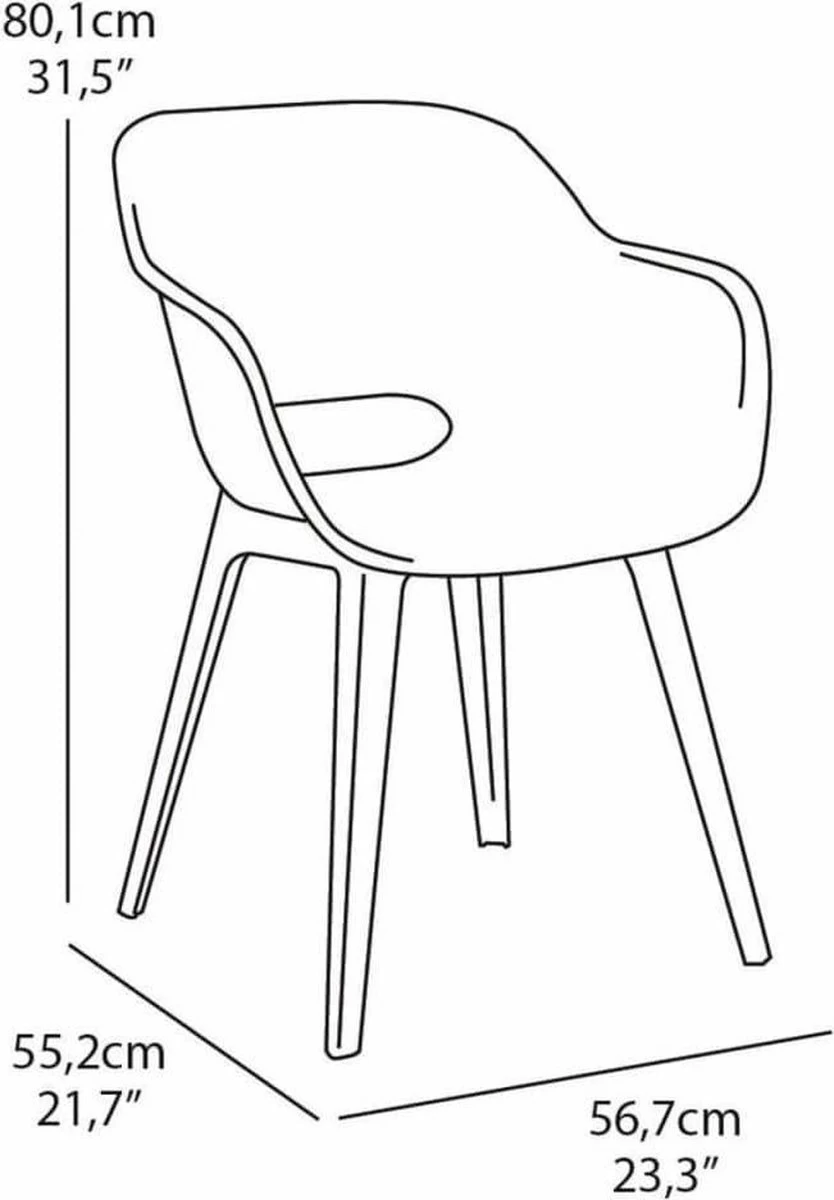 Allibert Akola Tuinstoelen - 2 Stuks -56,5x55x80cm - Donkergrijs - Afbeelding 6