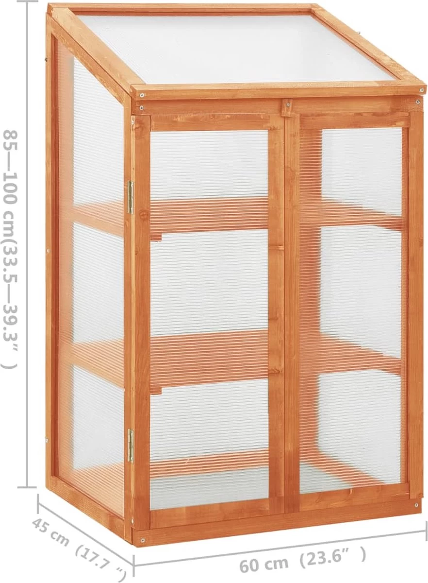 VidaXL Broeikas 60x45x100 Cm Vurenhout - Afbeelding 2