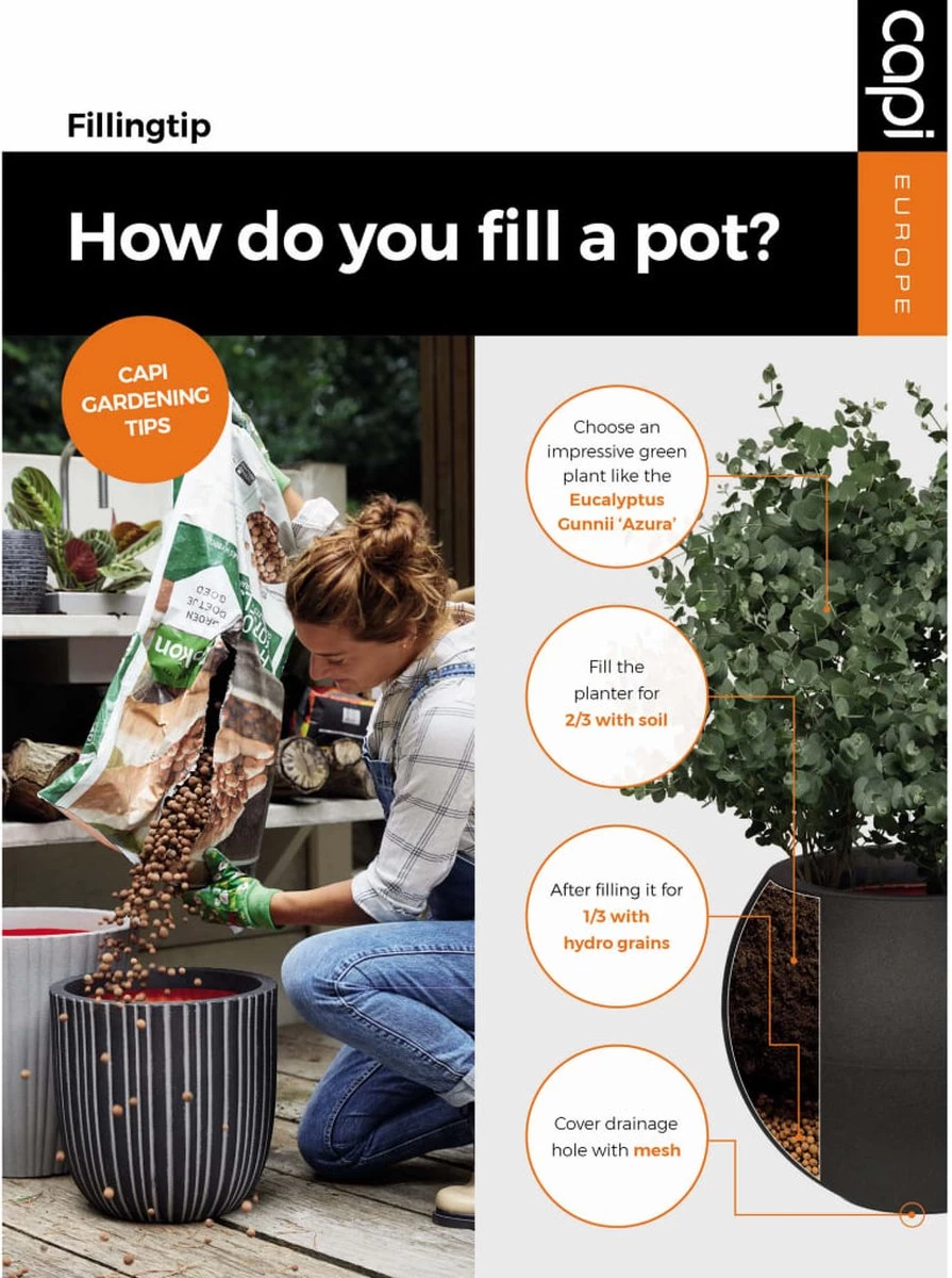 Capi Europe - Bloempot Vierkant Rib NL - 30x30x30 - Zwart - Voor Binnen En Buiten - KBLR902 - Afbeelding 7