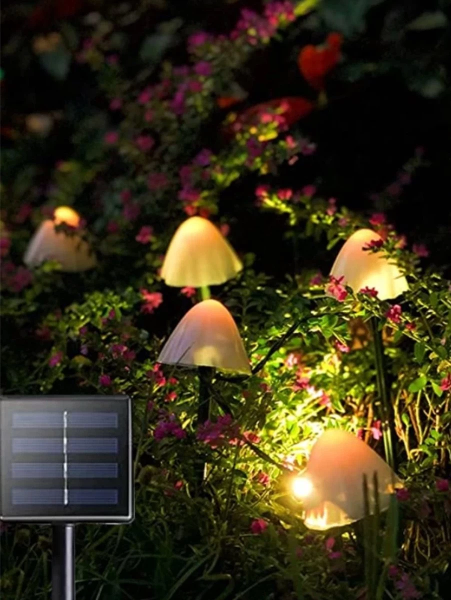 Cynergie - Tuinverlichting Op Zonneenergie - 20 X Led Lampen - Solar Lampjes Met Paddenstoelen - Kerstverlichting Buiten - Afbeelding 2