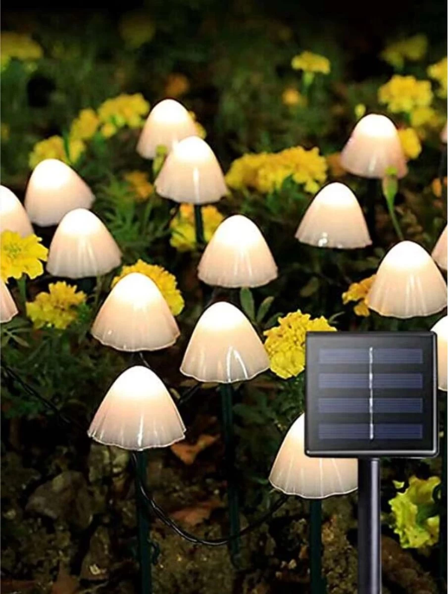 Cynergie - Tuinverlichting Op Zonneenergie - 20 X Led Lampen - Solar Lampjes Met Paddenstoelen - Kerstverlichting Buiten - Afbeelding 6