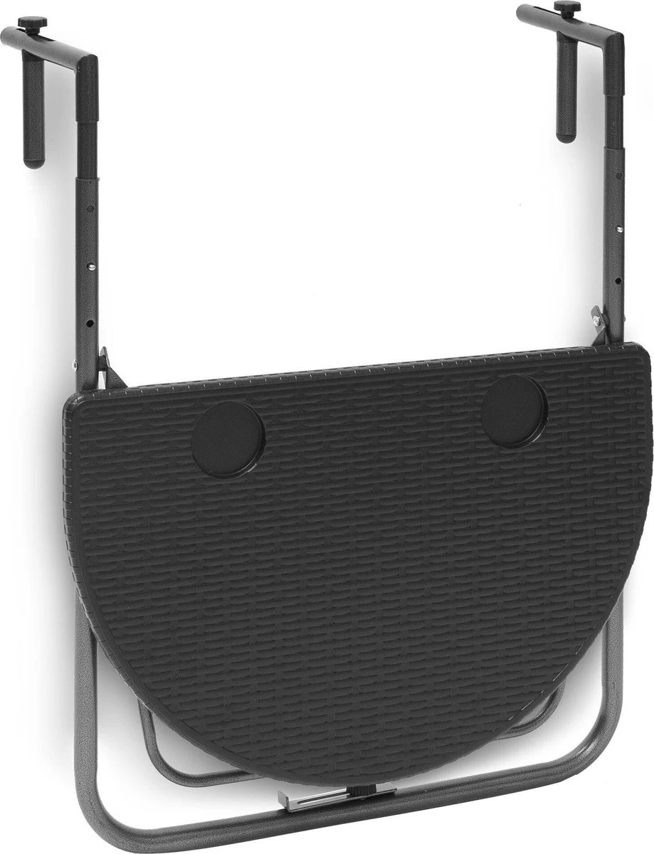 Relaxdays Balkontafel Inklapbaar, Balkon Tafel Rotan, Hangtafel Reling - Zwart - Afbeelding 13