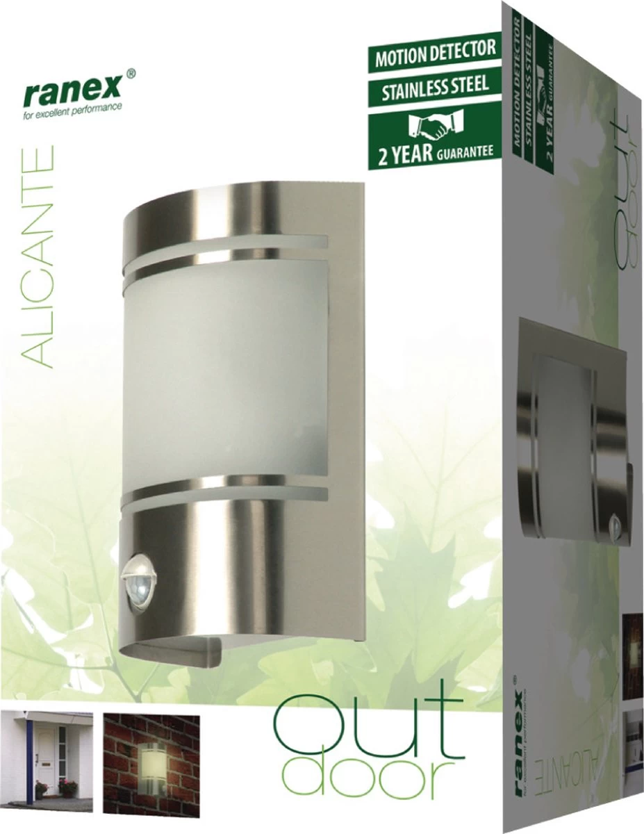 Smartwares Alicante Wandlamp – Roestvrijstaal – Bewegingssensor – E27 Fitting - 10.010.26 - Afbeelding 11