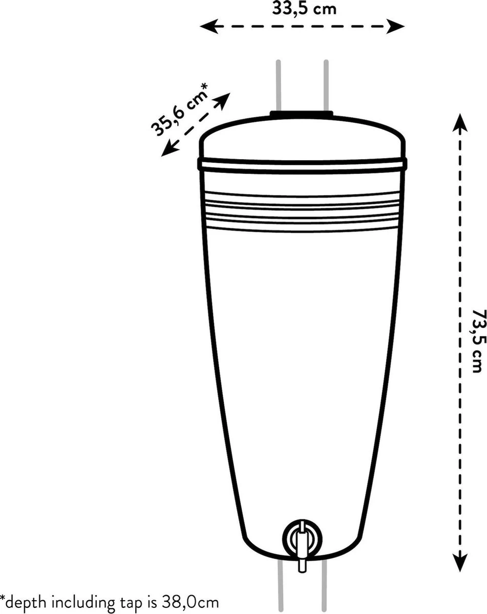 Elho Green Basics Rain Catcher 33 - Regenton Voor Balkonbuiten - Ø 33.5 X H 73.5 Cm - Grijs/Living Concrete - Afbeelding 6