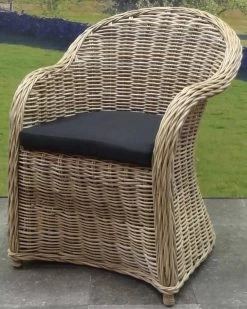 Roma Dining Tuinstoel Naturel Rotan - Suntech Kussen