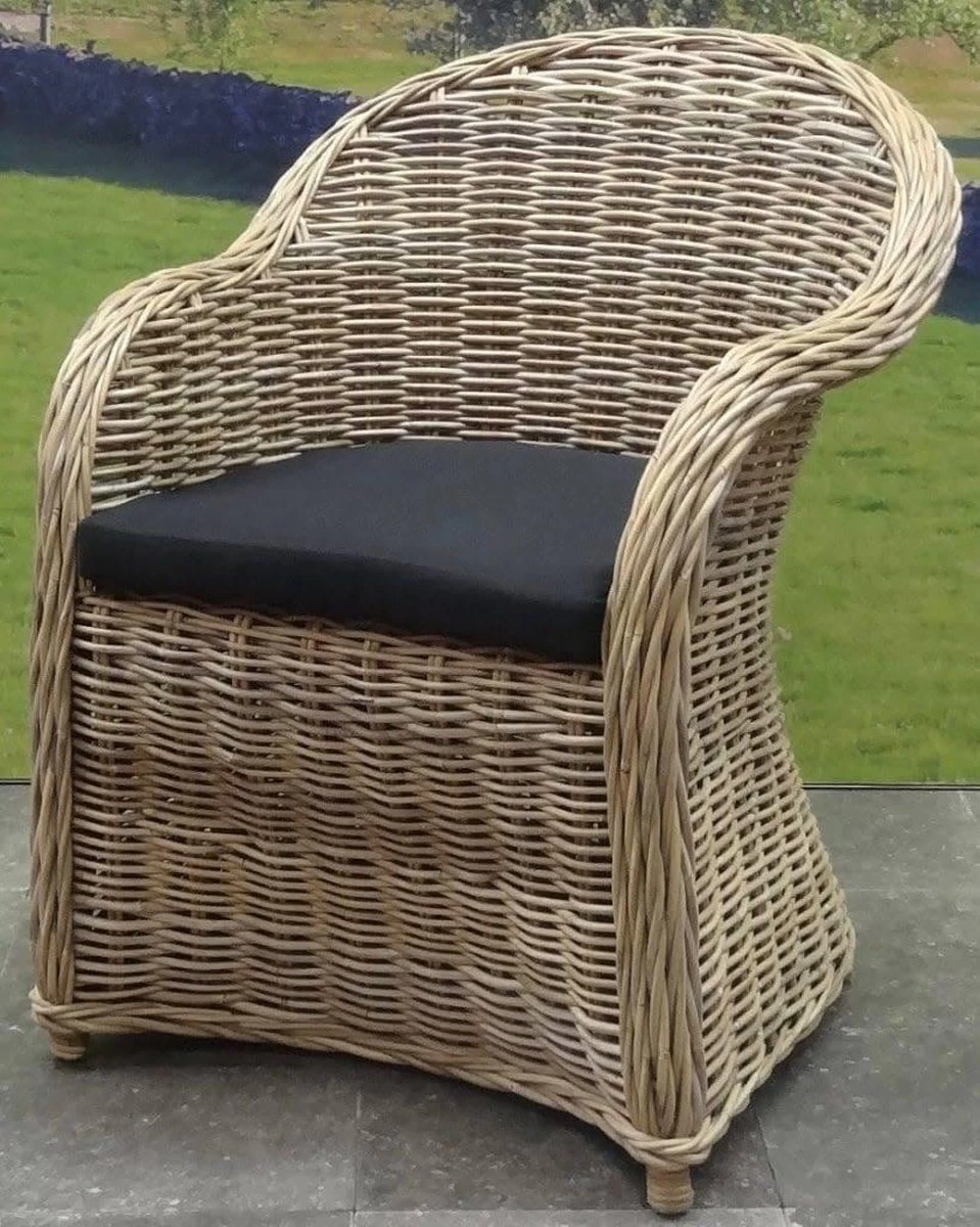 Roma Dining Tuinstoel Naturel Rotan - Suntech Kussen