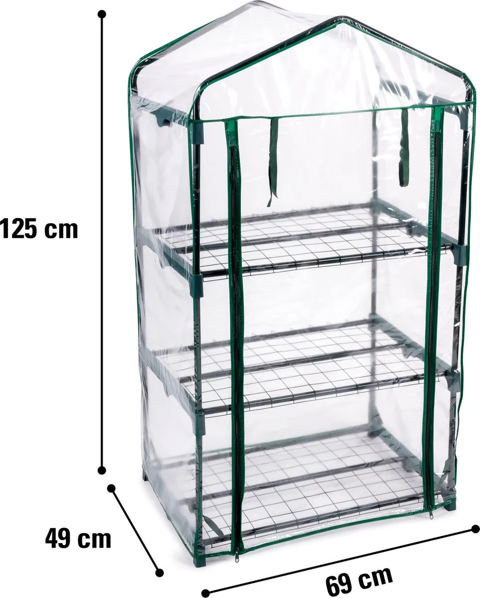 Kinzo Garden - Plastic Broeikas - 3 Verdiepingen - 69 X 49 X 125cm - Groen - Afbeelding 7