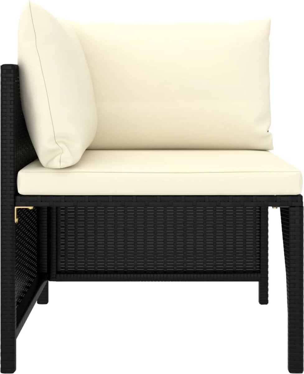VidaXL 4-delige Loungeset Met Kussens Poly Rattan Zwart - Afbeelding 9